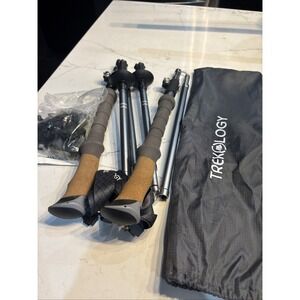 TREKOLOGY Trek-Z Cork Grip Hiking Poles – Lightweight Folding Walking Sticks